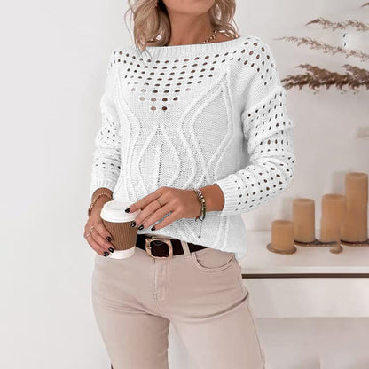 Women Hollow Out V Neck Sweaters