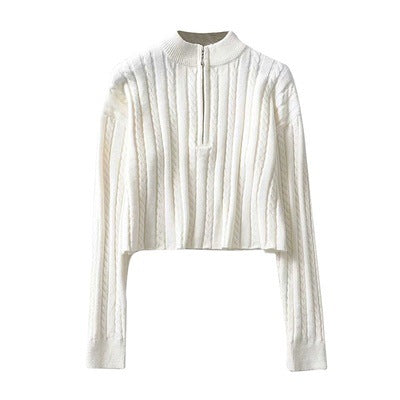 Womens Knitted Zipper Neck Sweaters