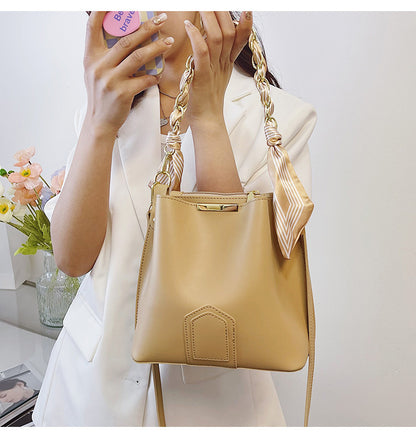 Leather Tote Top Handle Bag With Beading And Ruffles