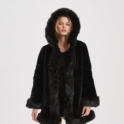 Fur Hooded Womens Warm Zipper Outwear Coat