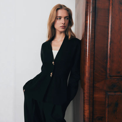 Women Chic Button Closure V Neck Cardigan Sweaters