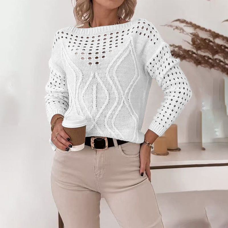 Women Hollow Out V Neck Sweaters