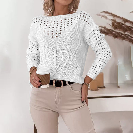 Women Hollow Out V Neck Sweaters