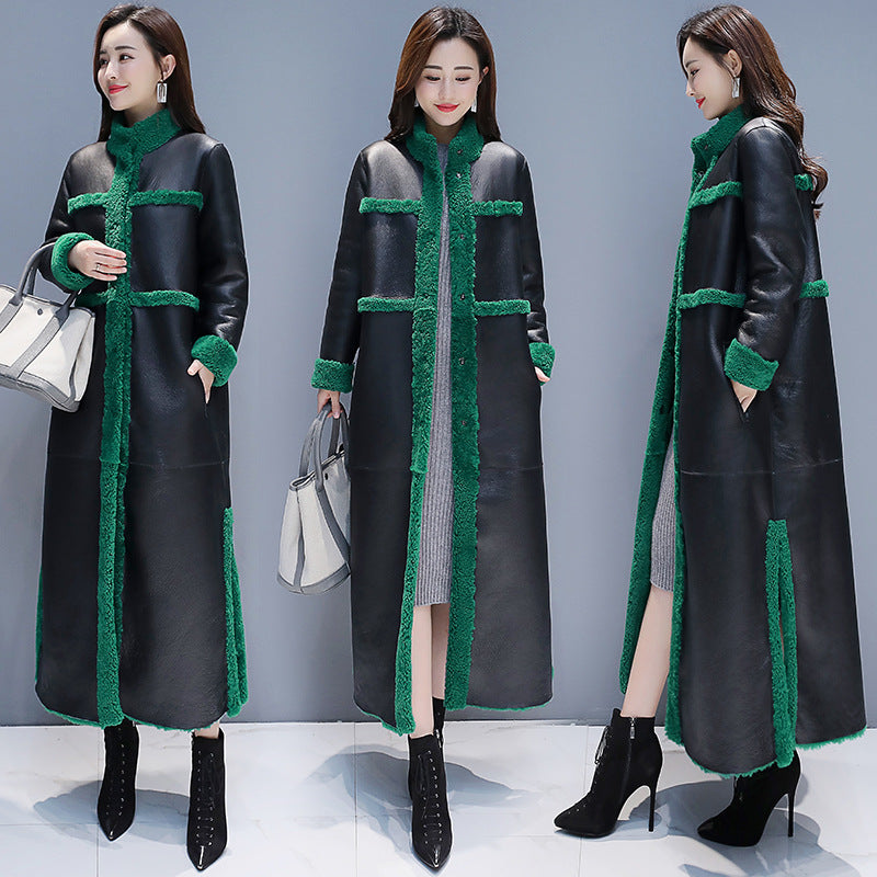 Vintage Chic Green PU Overcoat