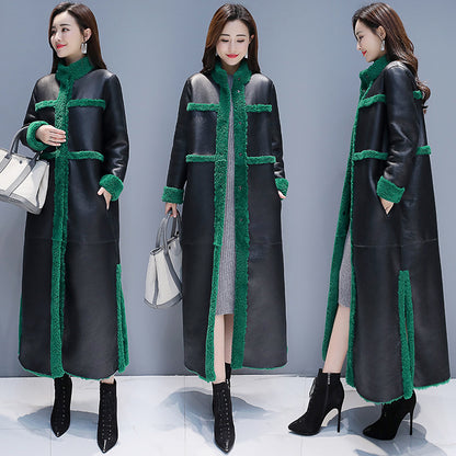 Vintage Chic Green PU Overcoat