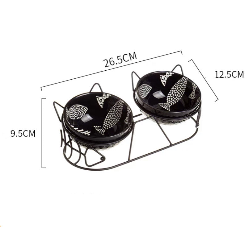 Cats Metal Platform Non Slip Ceramic Bowls