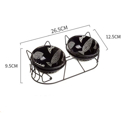 Cats Metal Platform Non Slip Ceramic Bowls