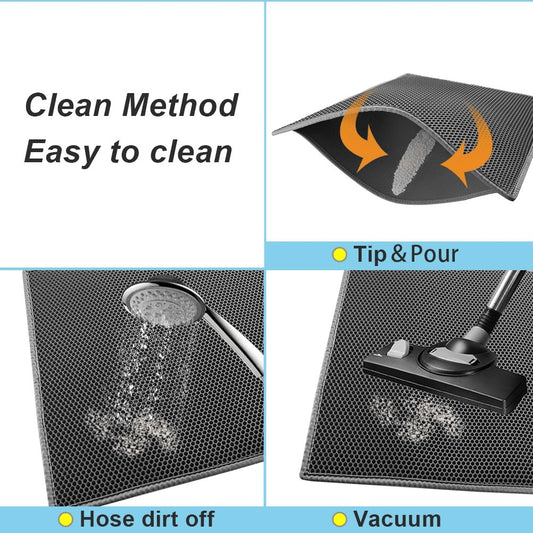 Cats Waterproof Black Double Layer Litter Mat