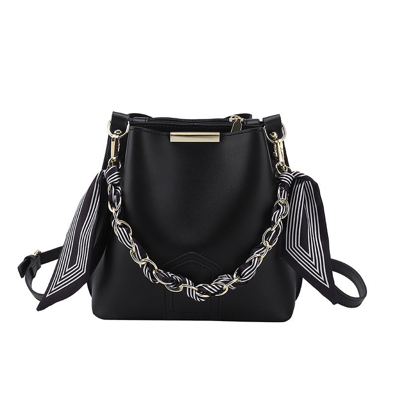 Leather Tote Top Handle Bag With Beading And Ruffles