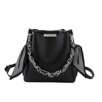 Leather Tote Top Handle Bag With Beading And Ruffles