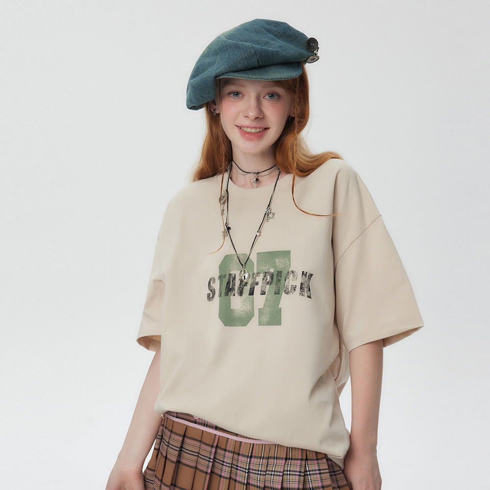 Womens Vintage Black Letter Print T-Shirts