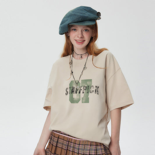 Womens Vintage Black Letter Print T-Shirts