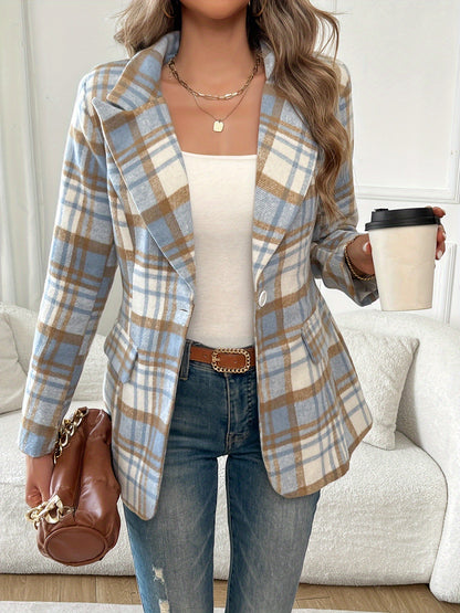 Womens Single Button Elegant Blazer Jackets