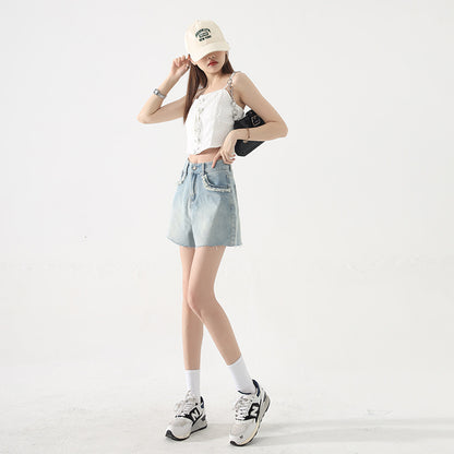 Womens Slim High Waist Denim Short