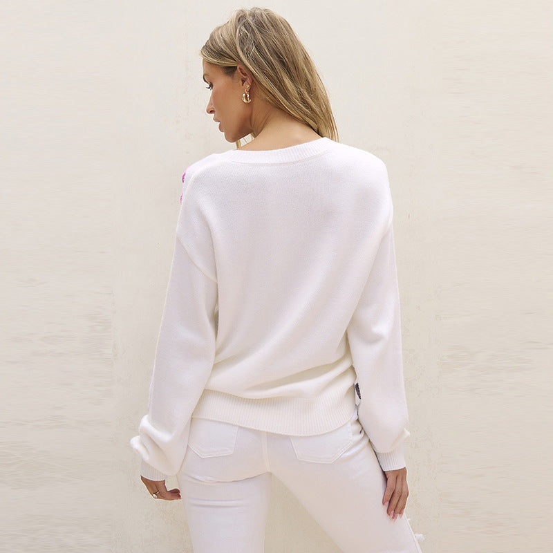 Womens Casual O Neck Knitted Sweaters