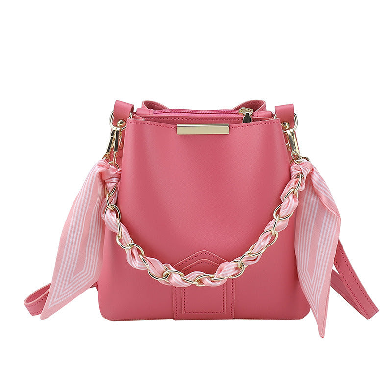 Leather Tote Top Handle Bag With Beading And Ruffles