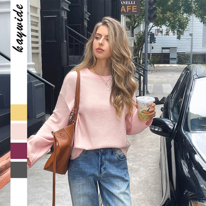 Womens Thick Long Sleeve Knitted Sweaters