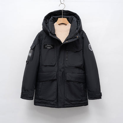 Women Geometric Design Collarless Oversized Parka