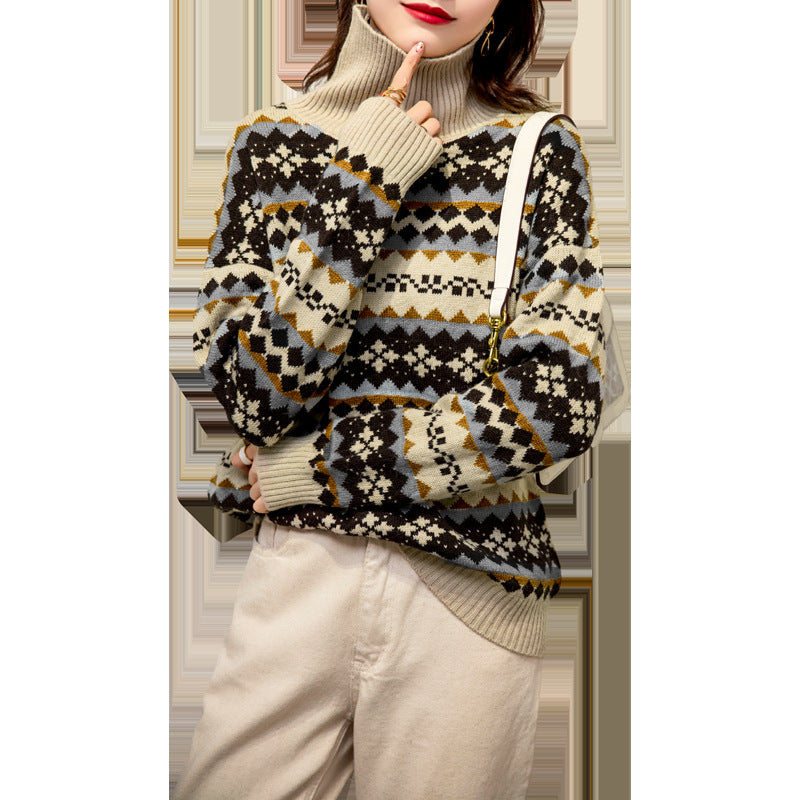 Women Thick Fleece Black Cat Printed Sweater