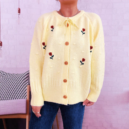 Women Chic Flower Embroidery Cardigans