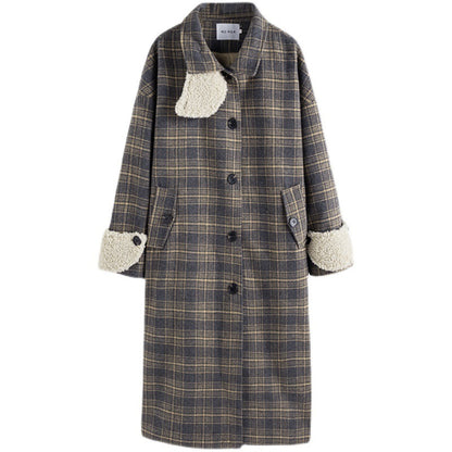 Vintage Plaid Style Thick Warm Outwear Coats For Women