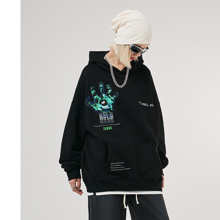 Womens Black Alphabet Letter Print Autumn Winter Sweatshirts
