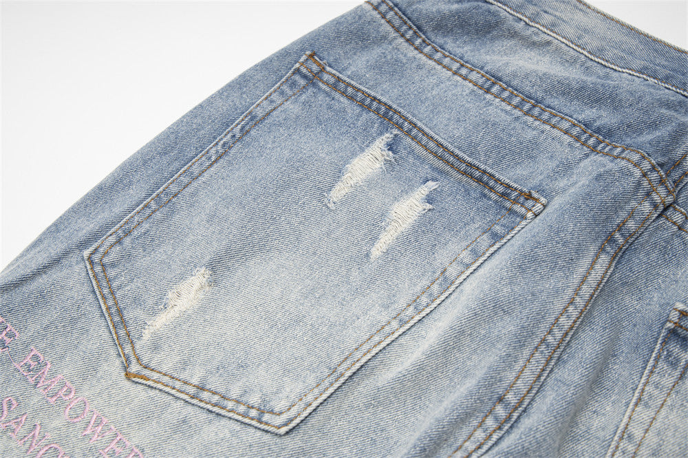 Womens Vintage Ripped Streetwear Denim Trousers