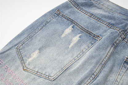 Womens Vintage Ripped Streetwear Denim Trousers