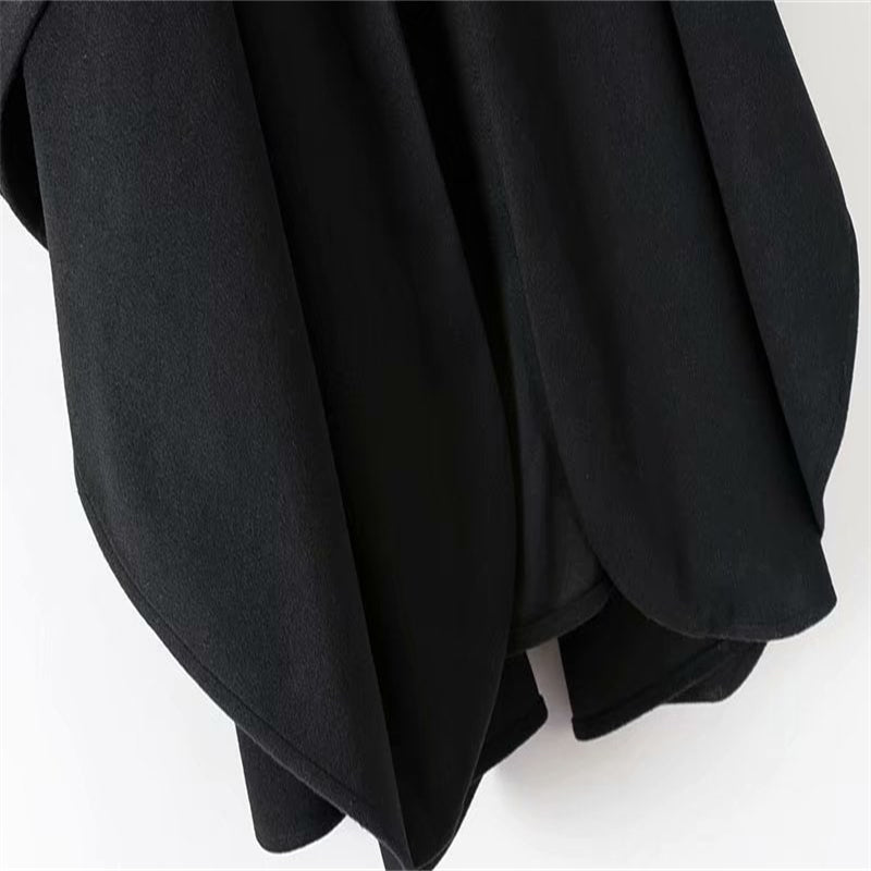 Womens Elegant Hooded Black Coat