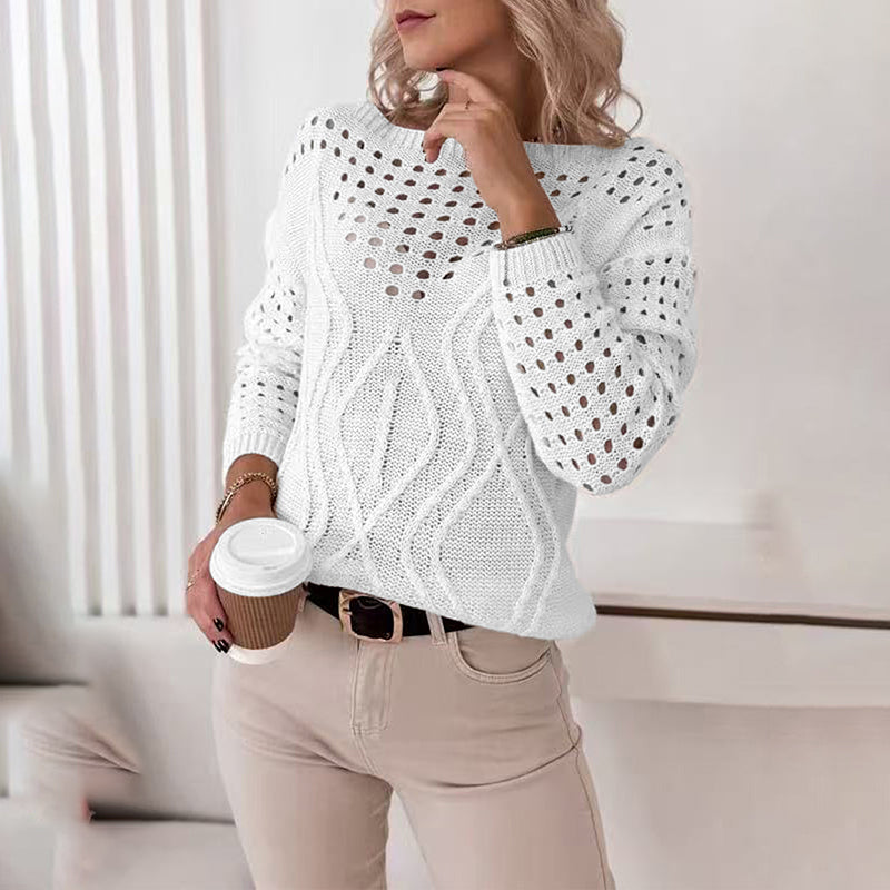 Women Hollow Out V Neck Sweaters