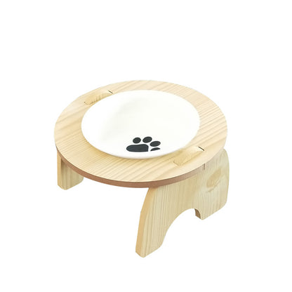 Cats Wooden Stand Stainless Steel Bowls