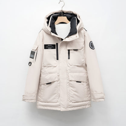 Women Geometric Design Collarless Oversized Parka