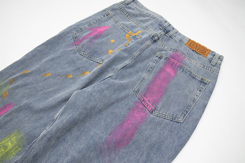 American Street Style Graffiti Print Jeans