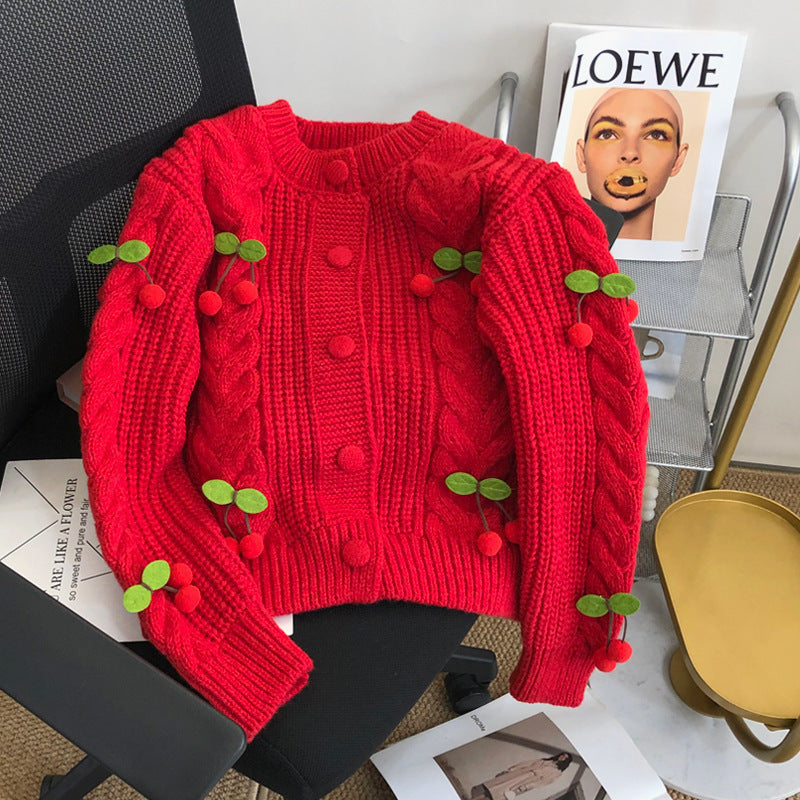 Sweet Cherry Stand Up Sweater