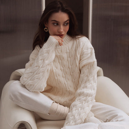 Women Plain Mock Neck Sweaters