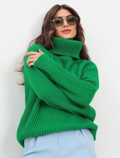 Womens Loose Fit Turtleneck Warm Sweater