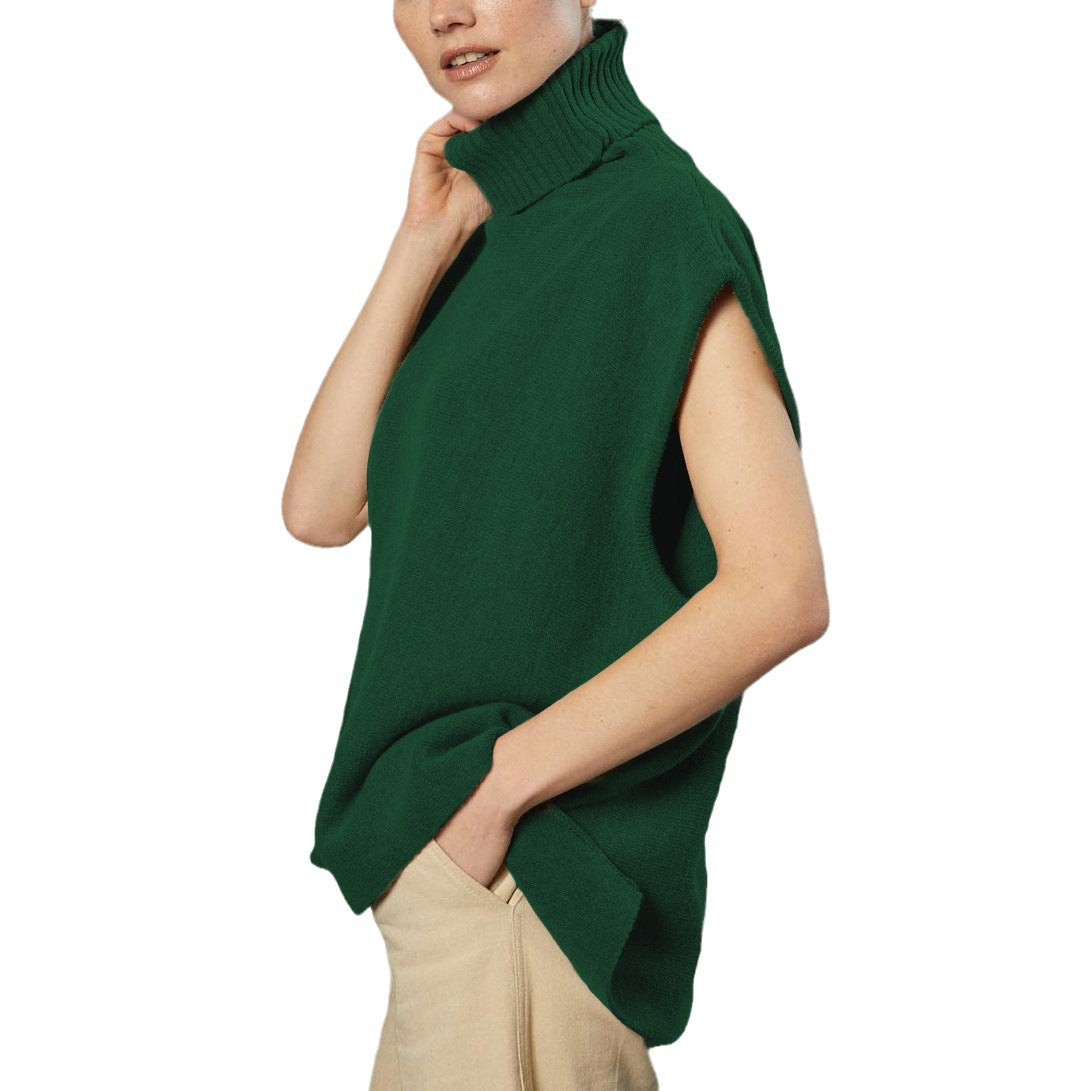 Women Knitted Turtleneck Sleeveless Sweaters