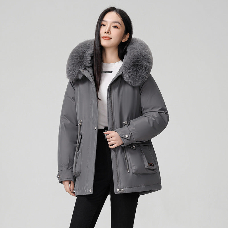 High Quality Cotton Padded Warm Hooded Parka Coat For Women