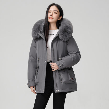 High Quality Cotton Padded Warm Hooded Parka Coat For Women