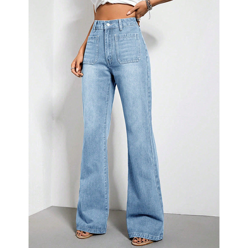 Womens High Waist Baggy Denim Trousers
