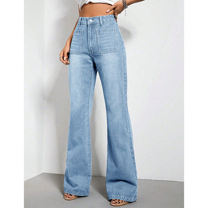 Womens High Waist Baggy Denim Trousers