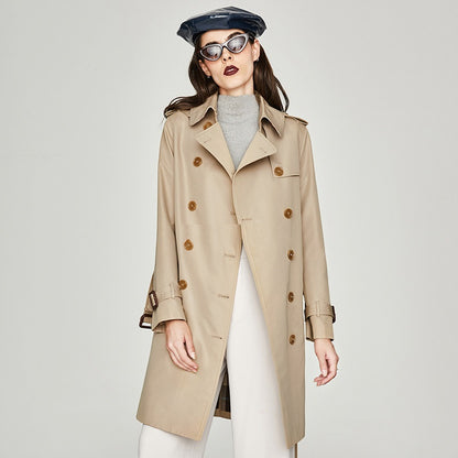 Timeless Elegance Long Double Breasted Trench