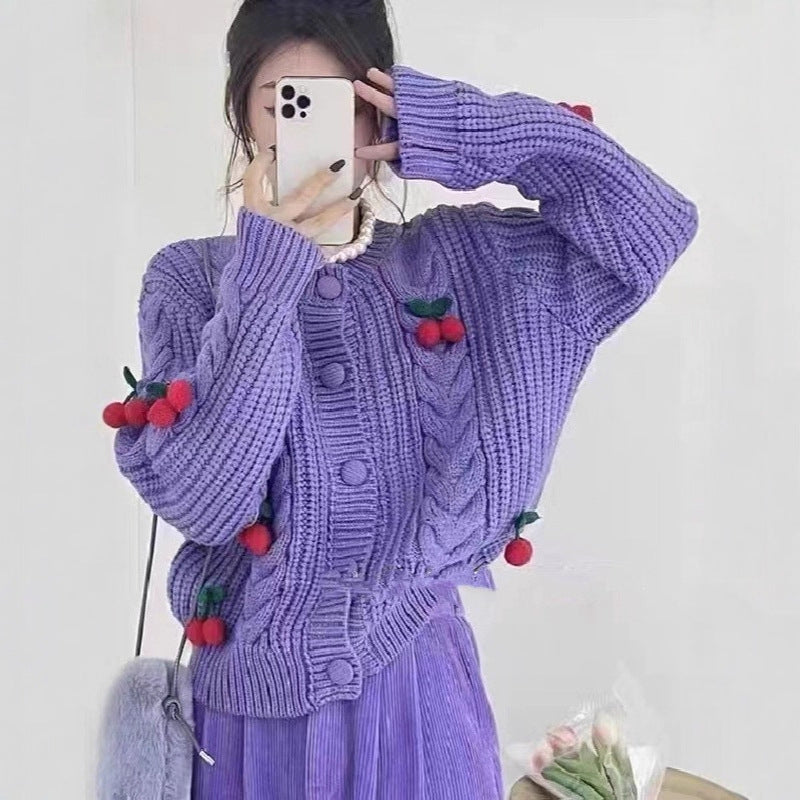 Sweet Cherry Stand Up Sweater