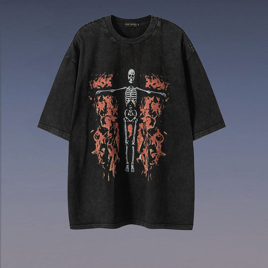 Womens Vintage Mermaid Skull Print T-Shirts