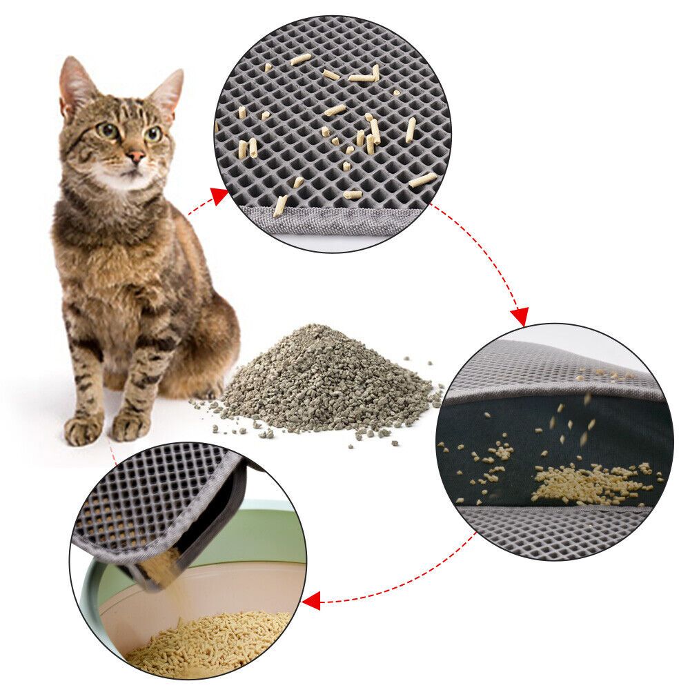 Cats Waterproof Black Double Layer Litter Mat
