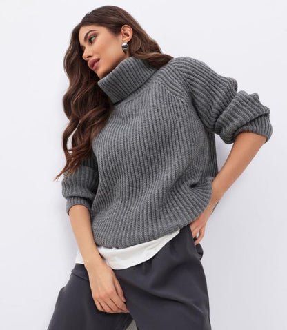 Womens Loose Fit Turtleneck Warm Sweater