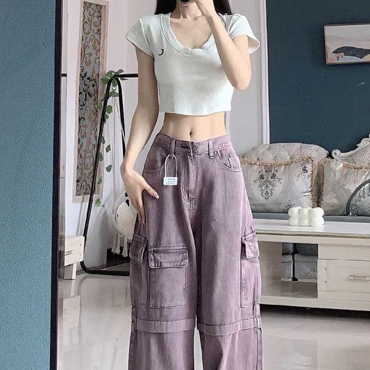 Stylish Multipocket Cargo Denim Jeans For Women