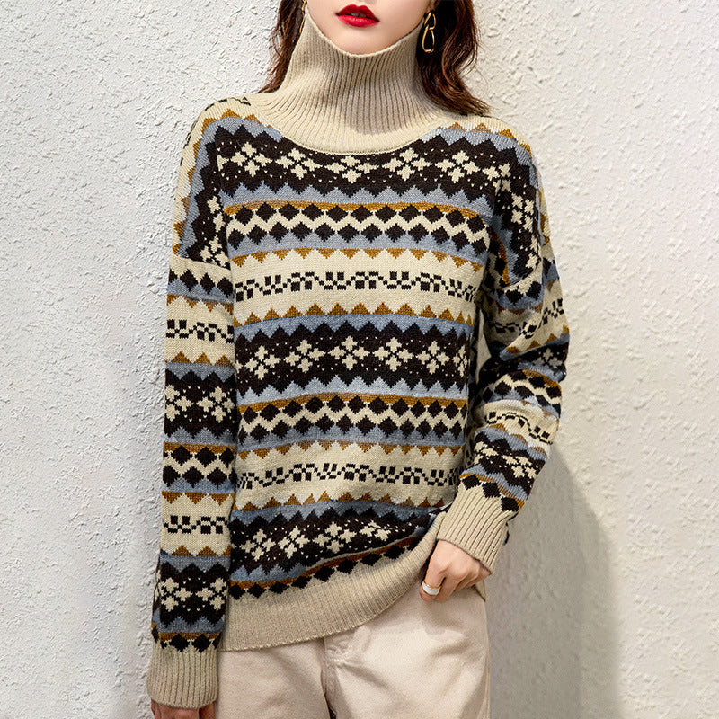 Women Thick Fleece Black Cat Printed Sweater