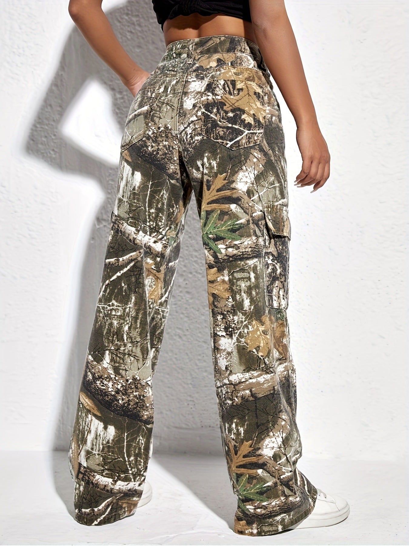 Womens Camouflage Loose Streetwear Denim Trousers