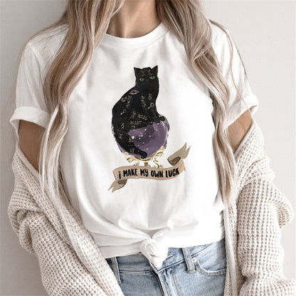 Womens Sarcasm Cartoon Cat T-Shirts